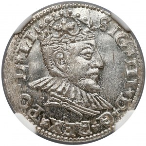 Zygmunt III Waza, Trojak Ryga 1590 - PIĘKNY - NGC MS65