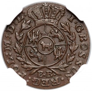 Poniatowski, Grosz 1776 EB - NGC AU58 BN