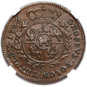 Poniatowski, Trojak Kraków 1766-g - Ludewig - NGC AU55 BN