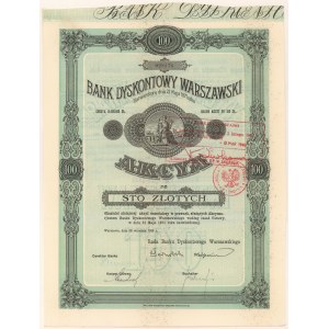 Bank Dyskontowy Warszawski, 100 zł 1926