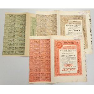 Wileński Bank Ziemski, Listy zastawne Ser.III 1934 - zestaw (3szt)