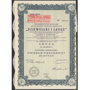 Towarzystwo Akcyjne Zakładów Ceramicznych DZIEWULSKI i LANGE, Em.2, 250 zł