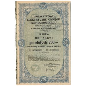 Towarzystwo Elektryczne Okręgu Częstochowskiego, Em.3, 100x 250 zł
