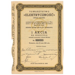 ELEKTRYCZNOŚĆ Spółka Akcyjna, 100 zł 1935