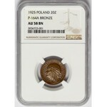 Próba BRĄZ 20 złotych 1925 - NGC AU58 BN