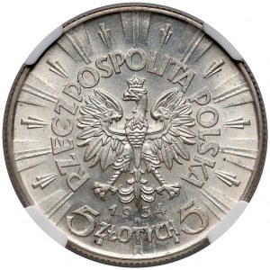 Piłsudski 5 złotych 1934 - NGC MS61