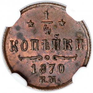 Rosja, Aleksander II, 1/4 kopiejki 1870 EM - NGC MS62 BN