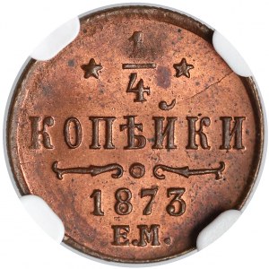 Rosja, Aleksander II, 1/4 kopiejki 1873 EM - NGC MS63 RB