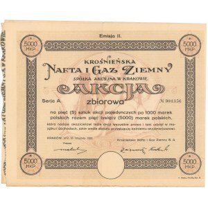 Krośnieńska Nafta i Gaz Ziemny, Em.2, 5x 1.000 mkp 1923