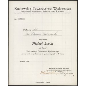 Krakowskie Towarzystwo Wydawnicze, Udział na 500 koron 