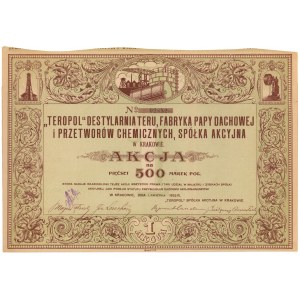TEROPOL Destylarnia Teru, Fabryka Papy Dachowej i Przetworów Chemicznych, 500 mkp 1922