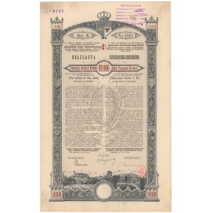 Poż. Królestwa Galicyi i Lodomeryi... Lwów 1893 r. Obligacja na 10.000 koron 