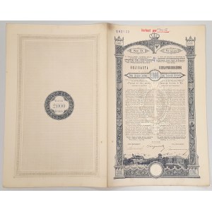 Poż. Królestwa Galicyi i Lodomeryi... Lwów 1893 r. Obligacja na 2.000 koron 