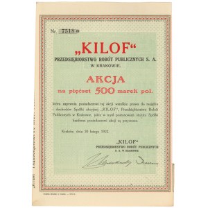 KILOF Przedsiębiorstwo Robót Publicznych, 500 mkp 1922