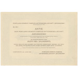Spółka Akcyjna Fabryki Portland-Cementu SZCZAKOWA, 100 zł 1932