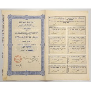 Browar Parowy GRODZIEC A. Troppauer, 1.000 zł 1936