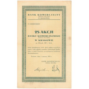 Bank Komercjalny Spółka Akcyjna w Krakowie, 25x 100 zł 1931