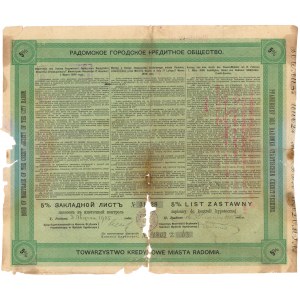 Radom, TKM, List zastawny 250 rubli 1905