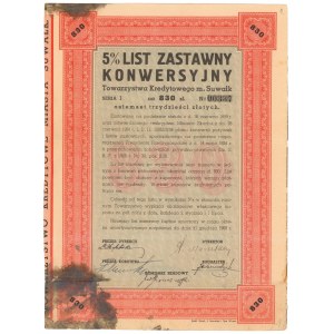 Suwałki, TKM, List zastawny, konwersyjny 830 zł 1934