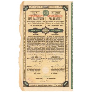 Lwów, Bank krajowy, List zastawny 10.000 koron 1921