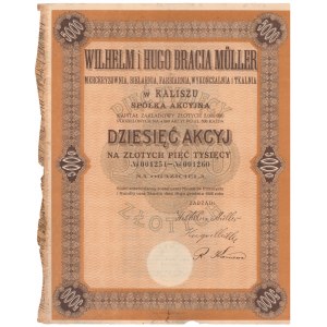 WILHELM i HUGO BRACIA MÜLLER Marceryzownia, Bielarnia, Farbiarnia..., 10x 500 zł 1929