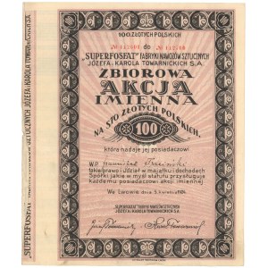 SUPERFOSFAT Fabryki Nawozów Sztucznych Józefa i Karola Towarnickich, 100x 1 zł 1924 - imienna