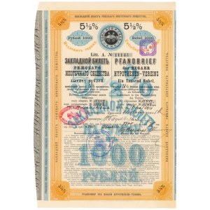 Rosja, Pfandbrief des Rigaer Hypotheken-Vereins Ryga, 1.000 rubli 1910