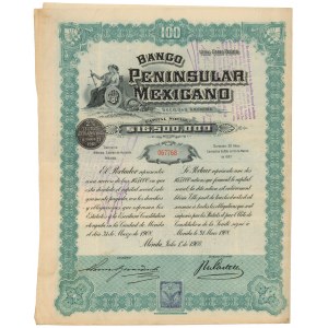Mexico, Banco Peninsular Mexicano, Merida, 100 Pesos 1908