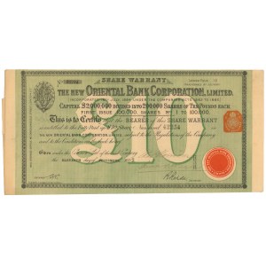 The New Oriental Bank Corporation, 10 Pounds 1885