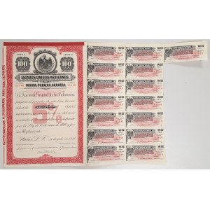 Meksyk, Estados Unidos Mexicanos Deuda Publica Agraria, $100 1928