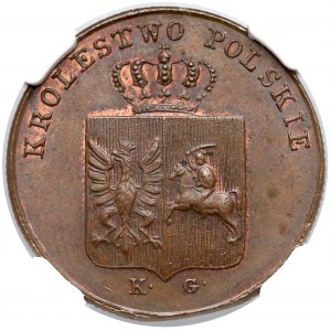 Powstanie Listopadowe, 3 grosze 1831 KG - łapy zgięte - RZADKOŚĆ - NGC MS63 BN