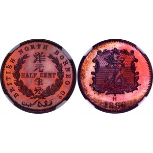 British North Borneo 1/2 Cent 1886 H NGC SP 65 RB