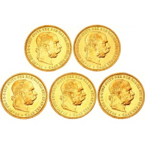 Austria 5 x 10 Corona 1906
