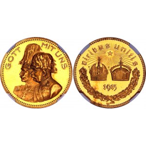 Austria Commemorative Gold Medal Wilhelm II & Franz Joseph 1915 NGC MS 64