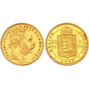 Hungary 8 Forint / 20 Francs 1889 KB