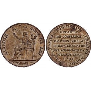 France 2 Sols 1791 Monneron
