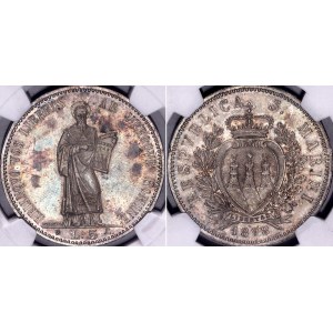 San Marino 5 Lire 1898 R NGC MS 63