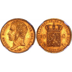 Netherlands 10 Gulden 1825 B NGC MS 63