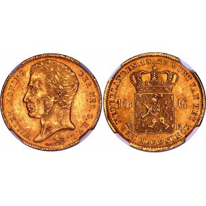 Netherlands 10 Gulden 1828 B NGC MS 63