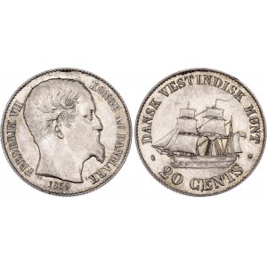 Danish West Indies 20 Cents 1859