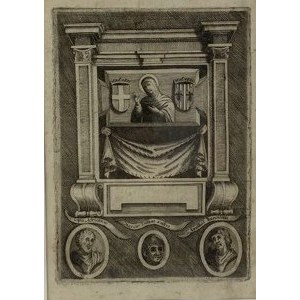 Podobizna św. Marii pomiędzy tarczami herbowymi, podobizny Scypiona Afrykańskiego, Cycerona oraz Hanibala