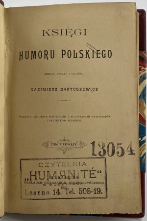 Bartoszewicz Kazimierz, Księgi humoru polskiego. T. 1 [Półskórek][1897]