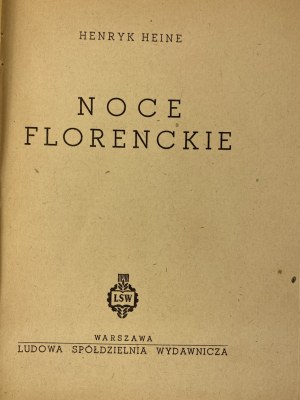 Heine Henry, Nights of Florence [cover by M. Walentynowicz].