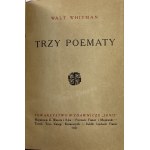 Whitman Walt, Three Poems [1st Polish edition][Stanislaw de Vincenz][leather cover].