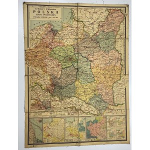 E. Romer i J. Wąsowicz Polska Mapa Polityczna Książnica Atlas Lwów 1931