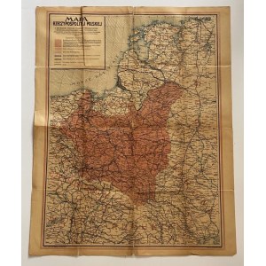 Map of the Republic of Poland with borders according to the Treaty of Versailles 1920