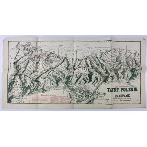 Panoramakarte der polnischen Tatra und Zakopane Kritische Sommerrouten gezeichnet von Zbigniew Korosadowicz