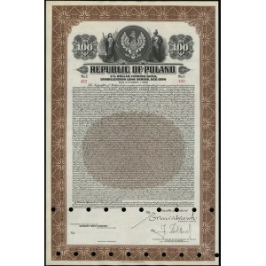 Republic of Poland (1918-1939), 3% bond for $100 in gold from 1937