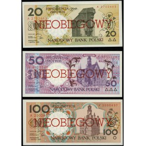 Polska, komplet nieobiegowych banknotów z serii miasta polskie, 1.03.1990