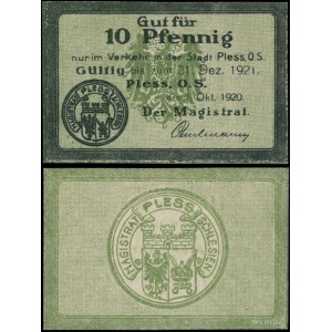 Silesia, 10 fenig, valid from 1.10.1920 to 31.12.1921